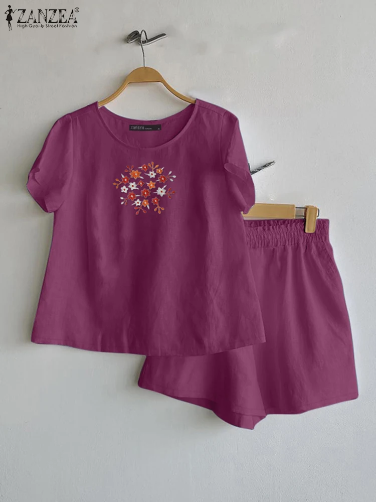 Casual Women Short Sets Summer Sleeveless Floral Embroidery Tops Tee Blusas 2PCS ZANZEA Matching Sets Streetwear Short Outfits
Casual Women Short Sets Summer Sleeveless Floral Embroidery Tops Tee Blusas 2PCS ZANZEA Matching Sets Streetwear Short Outfits
