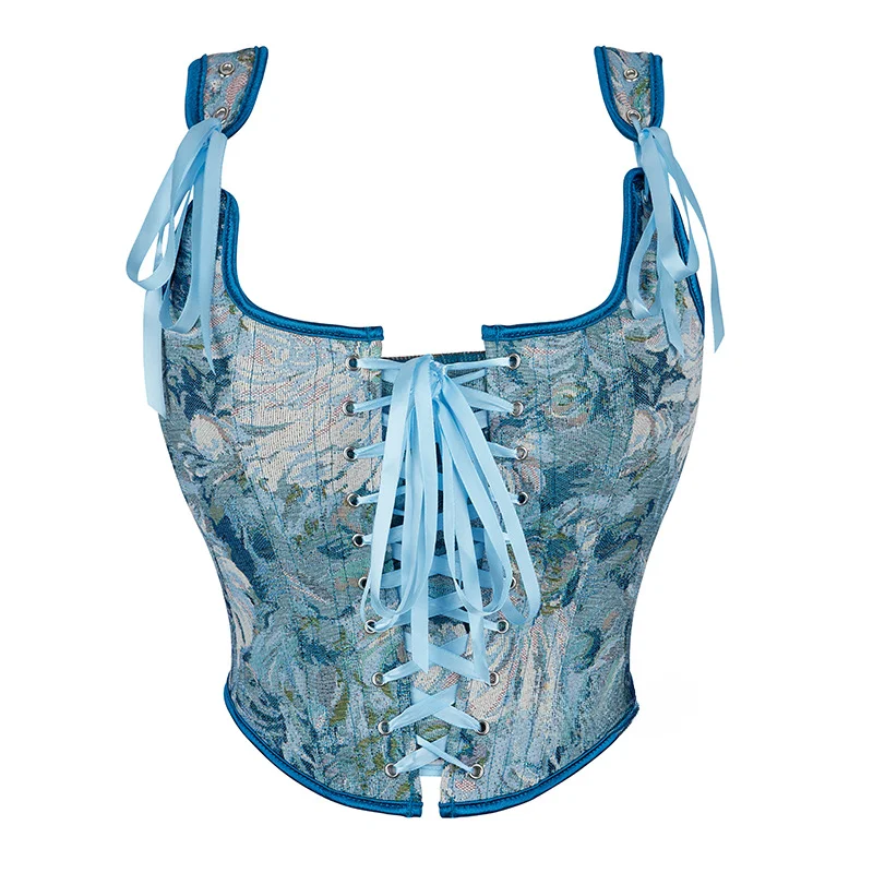 Women Floral Corset French Court Lace Up Vest Vintage Tank Top Slim Fit Bustier Fashion Bodyshaper Waist Trainer Camisole Korset
Women Floral Corset French Court Lace Up Vest Vintage Tank Top Slim Fit Bustier Fashion Bodyshaper Waist Trainer Camisole Korset