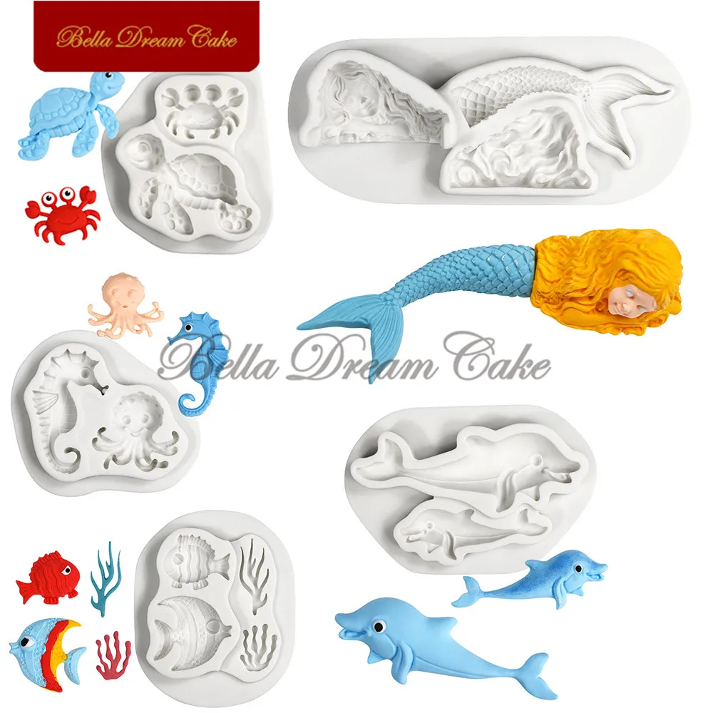 3D Mermaid/Dolphin/Fish/Marine Life Silicone Mold Chocolate Fondant Cupcake Mould DIY Clay Model Cake Decorating Tools Bakeware
3D Mermaid/Dolphin/Fish/Marine Life Silicone Mold Chocolate Fondant Cupcake Mould DIY Clay Model Cake Decorating Tools Bakeware