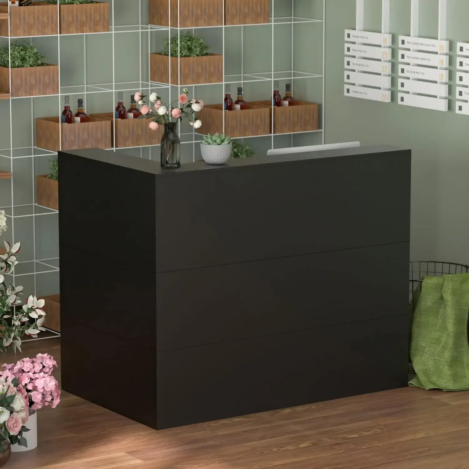 Modern Reception Counter, Large Storage Shelves and Drawers, Retail Counter Front Desk for Reception Room - Black
Modern Reception Counter, Large Storage Shelves and Drawers, Retail Counter Front Desk for Reception Room - Black