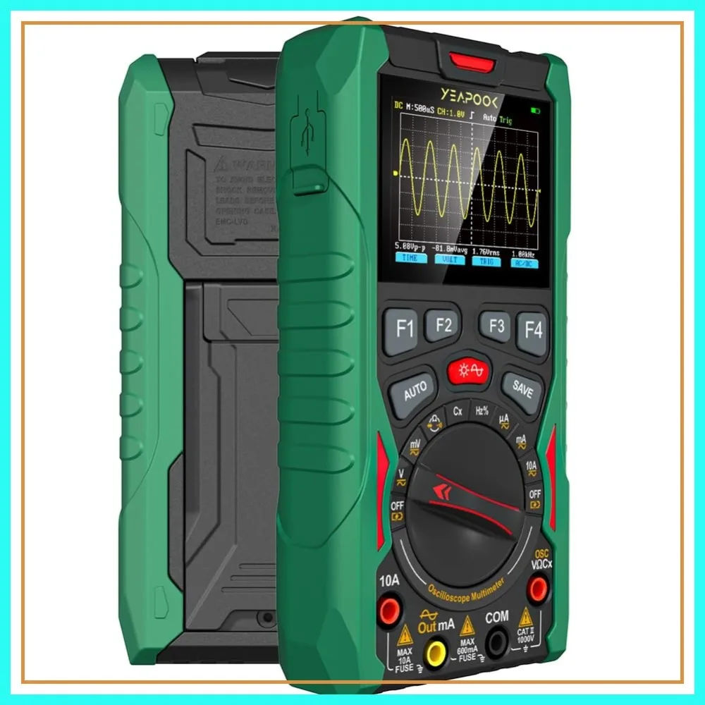 3-in-1 Handheld Oscilloscope Multimeter, 12MHz 50MSa/s with Signal Generator, Portable Digital Scope
3-in-1 Handheld Oscilloscope Multimeter, 12MHz 50MSa/s with Signal Generator, Portable Digital Scope