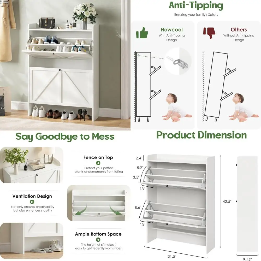 Durable Metal Frame Shoe Rack Organizer Cabinet for Entryway Storage, Freestanding Shoe Cabinet at Front Door Entrance
Durable Metal Frame Shoe Rack Organizer Cabinet for Entryway Storage, Freestanding Shoe Cabinet at Front Door Entrance
