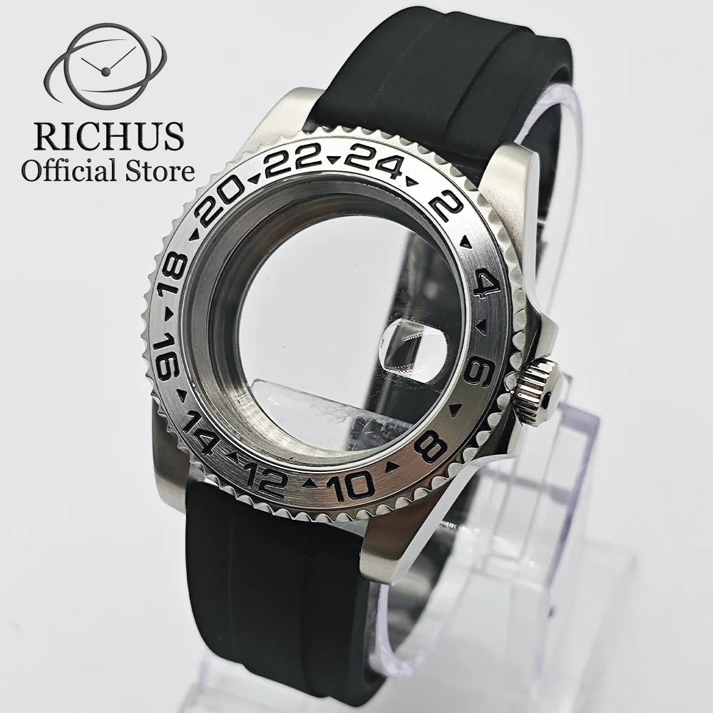 RICHUS 40mm GMT Watch Case 316L Steel Fit NH34 NH35 NH36 ETA2824 2836 Miyota82-DG Movement Sapphire Glass Rubber Strap
RICHUS 40mm GMT Watch Case 316L Steel Fit NH34 NH35 NH36 ETA2824 2836 Miyota82-DG Movement Sapphire Glass Rubber Strap