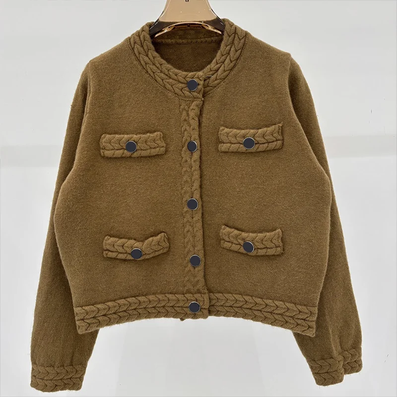 High quality Basic women's cardigan sweater round neck single breasted simple ouerwear knitwear 25120613
High quality Basic women's cardigan sweater round neck single breasted simple ouerwear knitwear 25120613