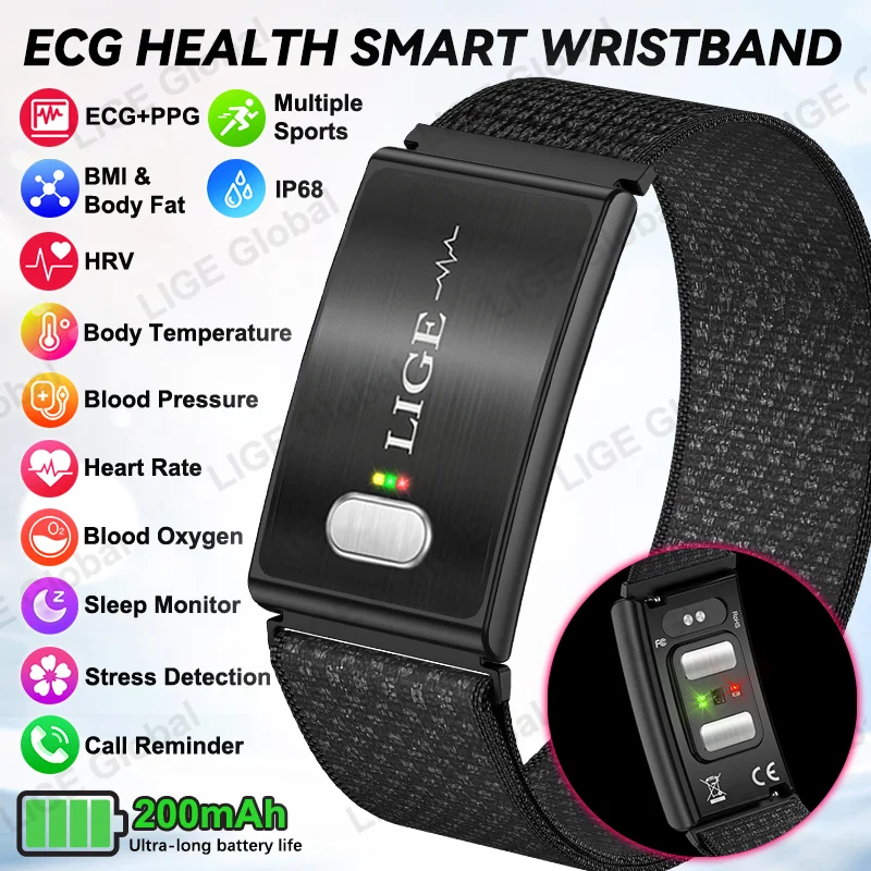 LIGE ECG+PPG Smart Wristband Fitness Tracker For Women Men Calorie Blood Pressure Waterproof Sport Smartband Health Smartwatch
LIGE ECG+PPG Smart Wristband Fitness Tracker For Women Men Calorie Blood Pressure Waterproof Sport Smartband Health Smartwatch
