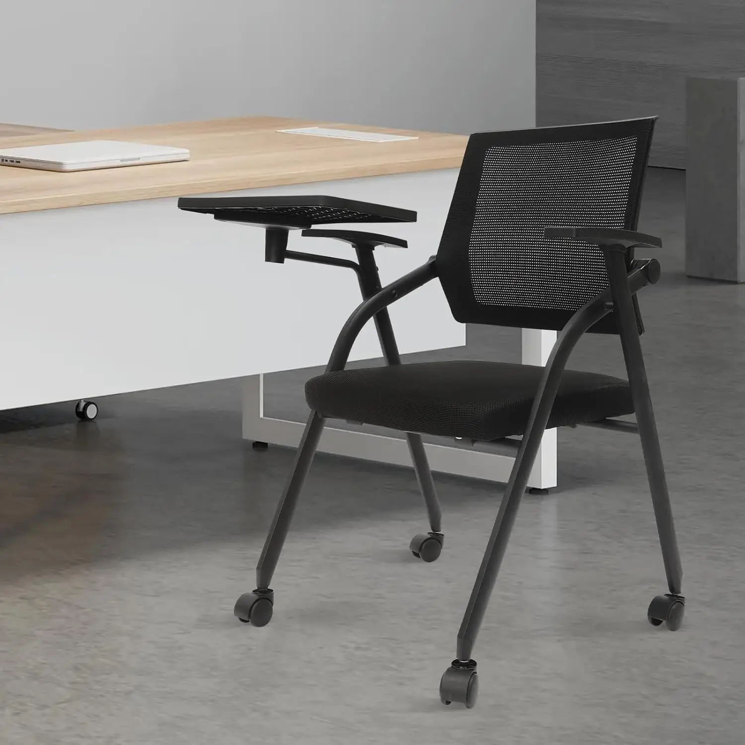 BYMAOCAR Mesh Guest Reception Chairs with Arm, Folding Office Chair with Tablet and Caster Wheel,Rolling Chair for Office(Black)
BYMAOCAR Mesh Guest Reception Chairs with Arm, Folding Office Chair with Tablet and Caster Wheel,Rolling Chair for Office(Black)