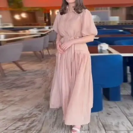 Elegant Pleated Mesh Short Sleeved French Dress, Summer New Princess Style Chiffon Temperament, Elegant Button Up Shirt Dress 
Elegant Pleated Mesh Short Sleeved French Dress, Summer New Princess Style Chiffon Temperament, Elegant Button Up Shirt Dress