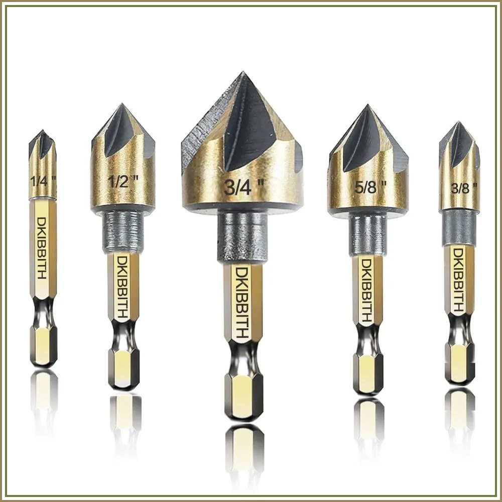 82° Countersink Drill Bit Set, 5-Piece, 1/4" Hex Shank, Sizes 1/4"-3/4", for Wood, Metal, Plastic, with Case
82° Countersink Drill Bit Set, 5-Piece, 1/4" Hex Shank, Sizes 1/4"-3/4", for Wood, Metal, Plastic, with Case