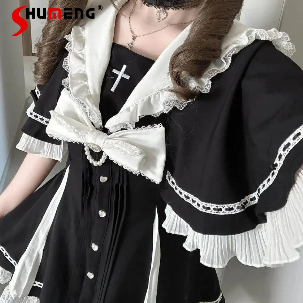 Japanese Mines Style Mass-produced Embroidered Cross Navy Collar Short Sleeve Lolita Dress High Waist Shorts Two-piece Set Women
Japanese Mines Style Mass-produced Embroidered Cross Navy Collar Short Sleeve Lolita Dress High Waist Shorts Two-piece Set Women