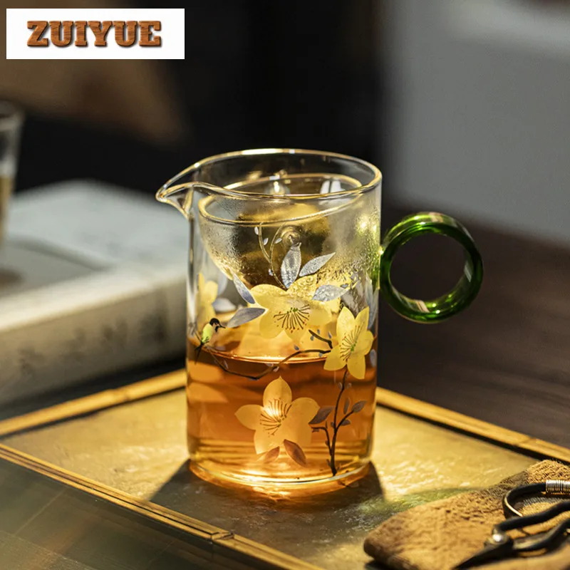 320 мл ручная роспись лилии стеклянный чайник бутик заварочный горшок чайник с фильтром чайные услуги аксессуары украшения