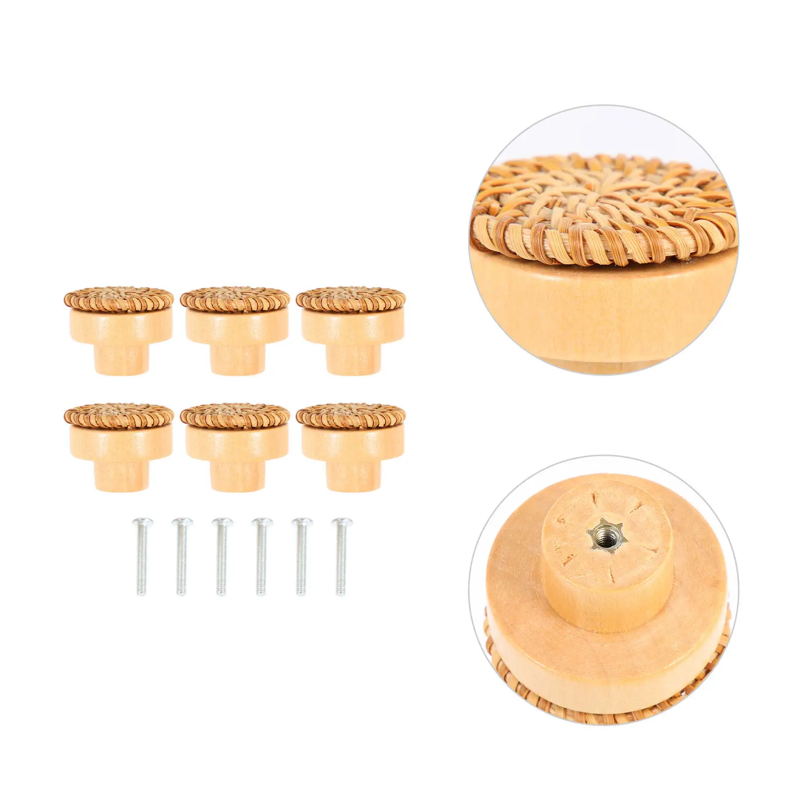 6Sets Bohemian Rattan Drawer Knobs Wooden Pull Handles for Dresser Cabinets Cupboard Wardrobe Easy Install Comfortable Holding
6Sets Bohemian Rattan Drawer Knobs Wooden Pull Handles for Dresser Cabinets Cupboard Wardrobe Easy Install Comfortable Holding