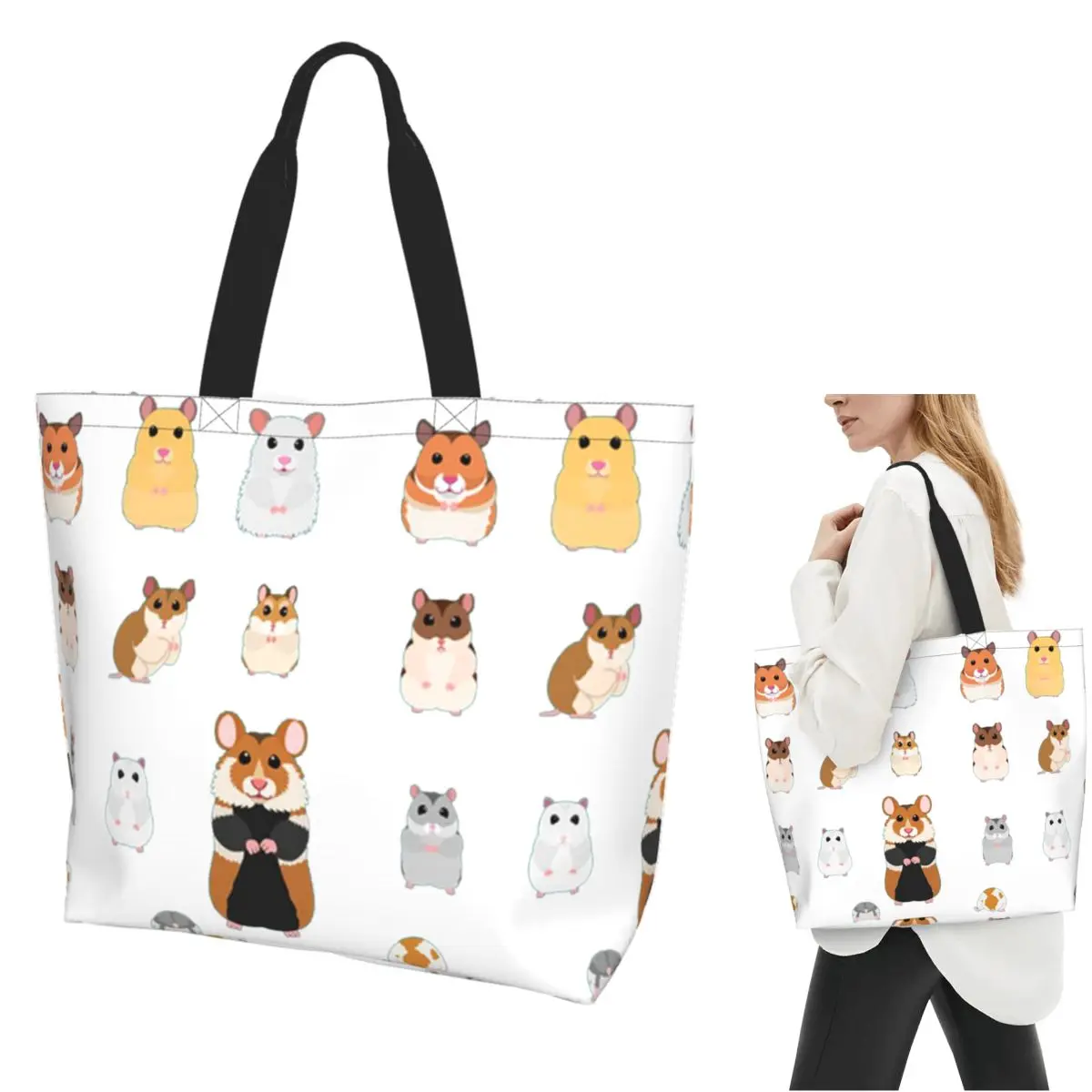 Hamster Breeds Syrian Hamster Shopping Tote Bag Canvas Large Capacity Shoulder Bags Shopper Grocery Handbag for Women
Hamster Breeds Syrian Hamster Shopping Tote Bag Canvas Large Capacity Shoulder Bags Shopper Grocery Handbag for Women