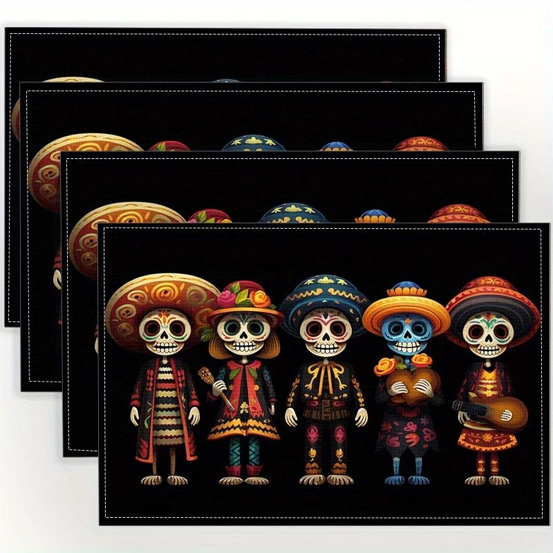 4pcs Skeleton Linen Placemats - Woven Halloween Table Mats for Kitchen, Coffee Table & Spooky Party Decor, Hand Wash Only
4pcs Skeleton Linen Placemats - Woven Halloween Table Mats for Kitchen, Coffee Table & Spooky Party Decor, Hand Wash Only