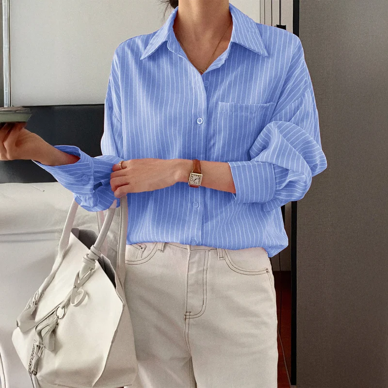 Diyun Casual Vacation Style Simple Striped Long-Sleeved Blouse Women's Summer
Diyun Casual Vacation Style Simple Striped Long-Sleeved Blouse Women's Summer