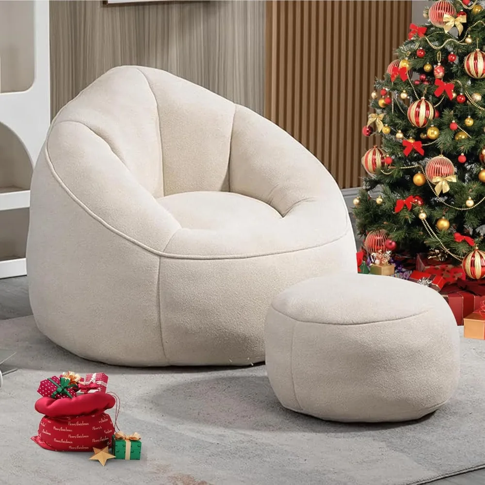 Bean Bag Chair for Adult, Microfiber Upholstered Bean Bag Sofa with Petal Back, Shell-Shaped Beanbag Chair with Footstool
Bean Bag Chair for Adult, Microfiber Upholstered Bean Bag Sofa with Petal Back, Shell-Shaped Beanbag Chair with Footstool