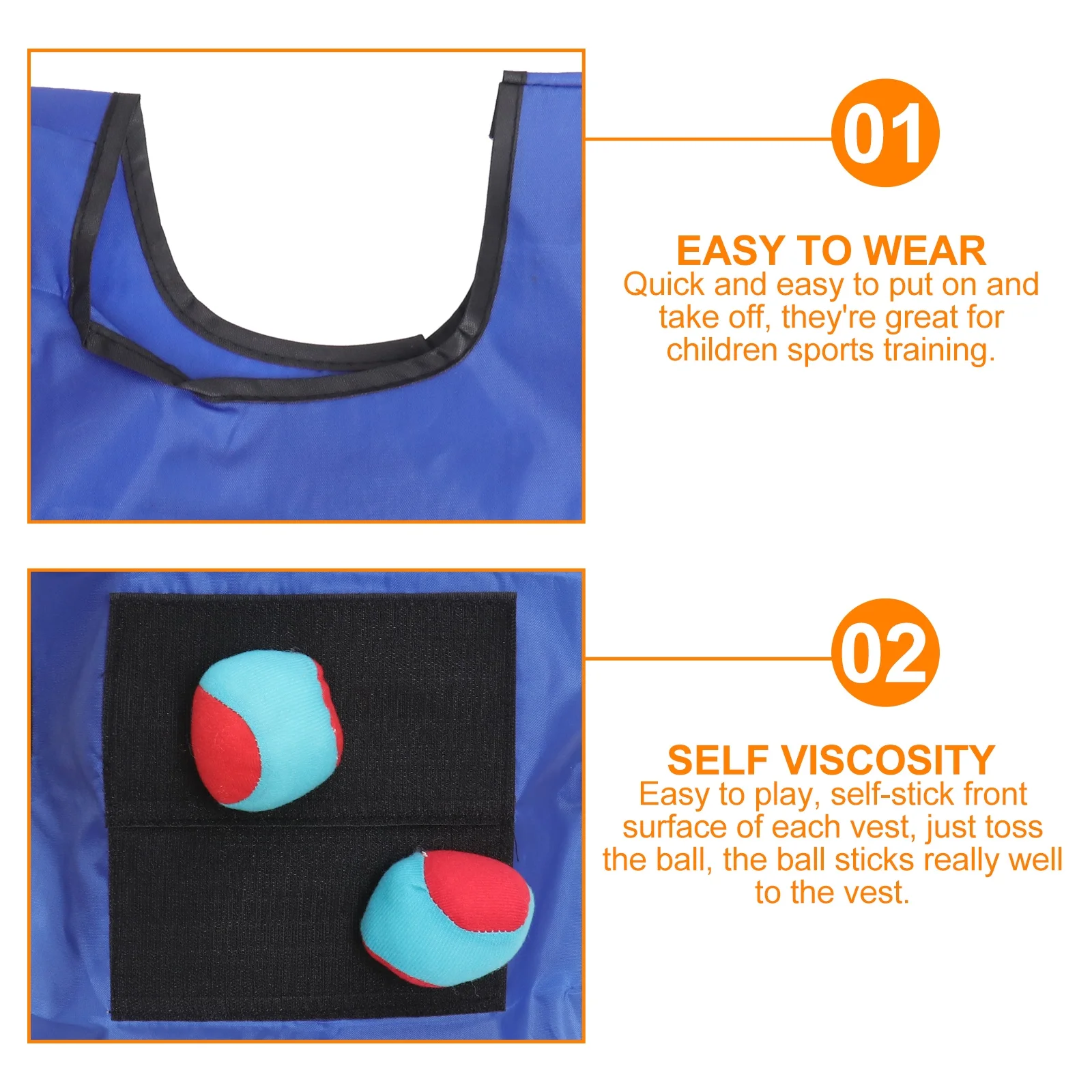 Children Sticky Ball Vest Small Blue Adhesive Viscous Jersey Outdoor Play Game Props 3 Random Color Balls for Kids Motor Skills
Children Sticky Ball Vest Small Blue Adhesive Viscous Jersey Outdoor Play Game Props 3 Random Color Balls for Kids Motor Skills