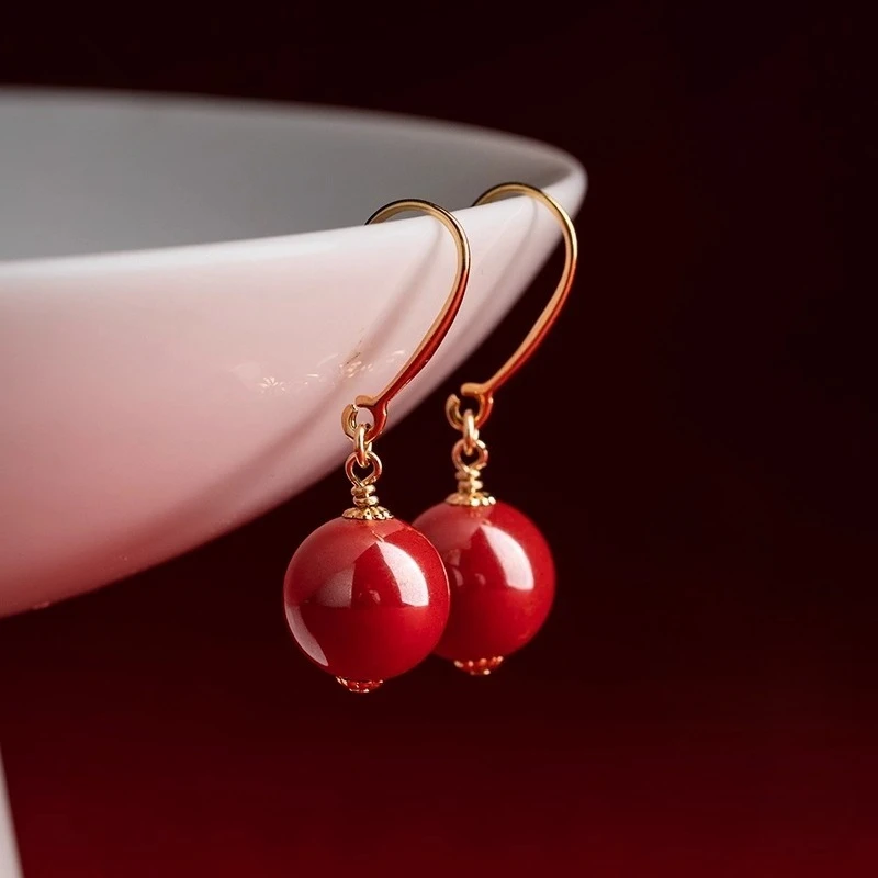 Natural Cinnabar Stud Earrings, Natal Year 14K Gold Raw Ore Red Earrings, Retro Women's High-end Jewelry
Natural Cinnabar Stud Earrings, Natal Year 14K Gold Raw Ore Red Earrings, Retro Women's High-end Jewelry