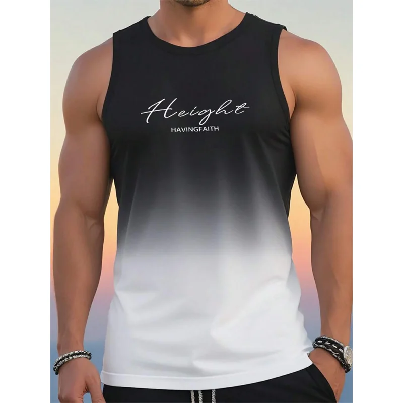 Fashion Letter Gradient Print Men's Tank Top Summer Run Fitness Sports Tees Casual O-neck Loose Sleeveless Shirt Gym T-shirt Man
Fashion Letter Gradient Print Men's Tank Top Summer Run Fitness Sports Tees Casual O-neck Loose Sleeveless Shirt Gym T-shirt Man