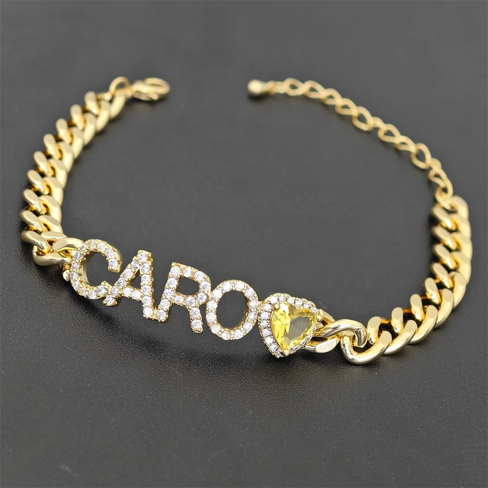 DOREMI 5mm Cuban Chain Bracelet Custom Name Bracelet 12 Birthstone Heart Stone Personalized Letter Name Bracelet
DOREMI 5mm Cuban Chain Bracelet Custom Name Bracelet 12 Birthstone Heart Stone Personalized Letter Name Bracelet