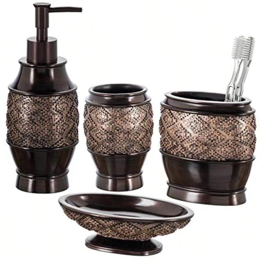 Bathroom Accories Set For Modern Bathrooms: Brown Dublin Ceramic Includes Soap Dispenser Soap Dish Tumbler And Toothbrush Holde
Bathroom Accories Set For Modern Bathrooms: Brown Dublin Ceramic Includes Soap Dispenser Soap Dish Tumbler And Toothbrush Holde