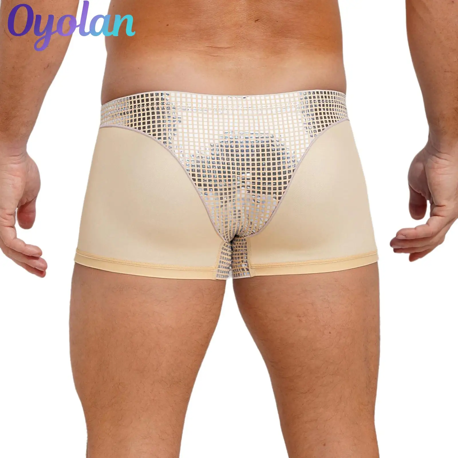 Mens Breathable Briefs Underwear for Beach Club Party Metallic Shiny Boxer Short Plaid And Mesh Patchwork Shorts Swimming Trunks
Mens Breathable Briefs Underwear for Beach Club Party Metallic Shiny Boxer Short Plaid And Mesh Patchwork Shorts Swimming Trunks