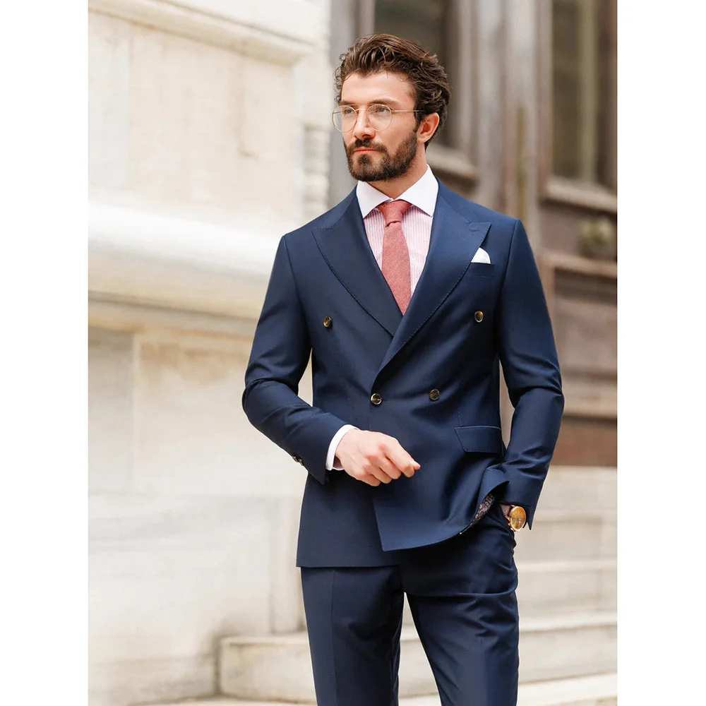 Luxury Wedding Men Suits Double Breasted Navy Blue Peak Lapel Skinny 2 Piece Jacket Pants Set Elegant Blazer Outfits Terno 2024
Luxury Wedding Men Suits Double Breasted Navy Blue Peak Lapel Skinny 2 Piece Jacket Pants Set Elegant Blazer Outfits Terno 2024