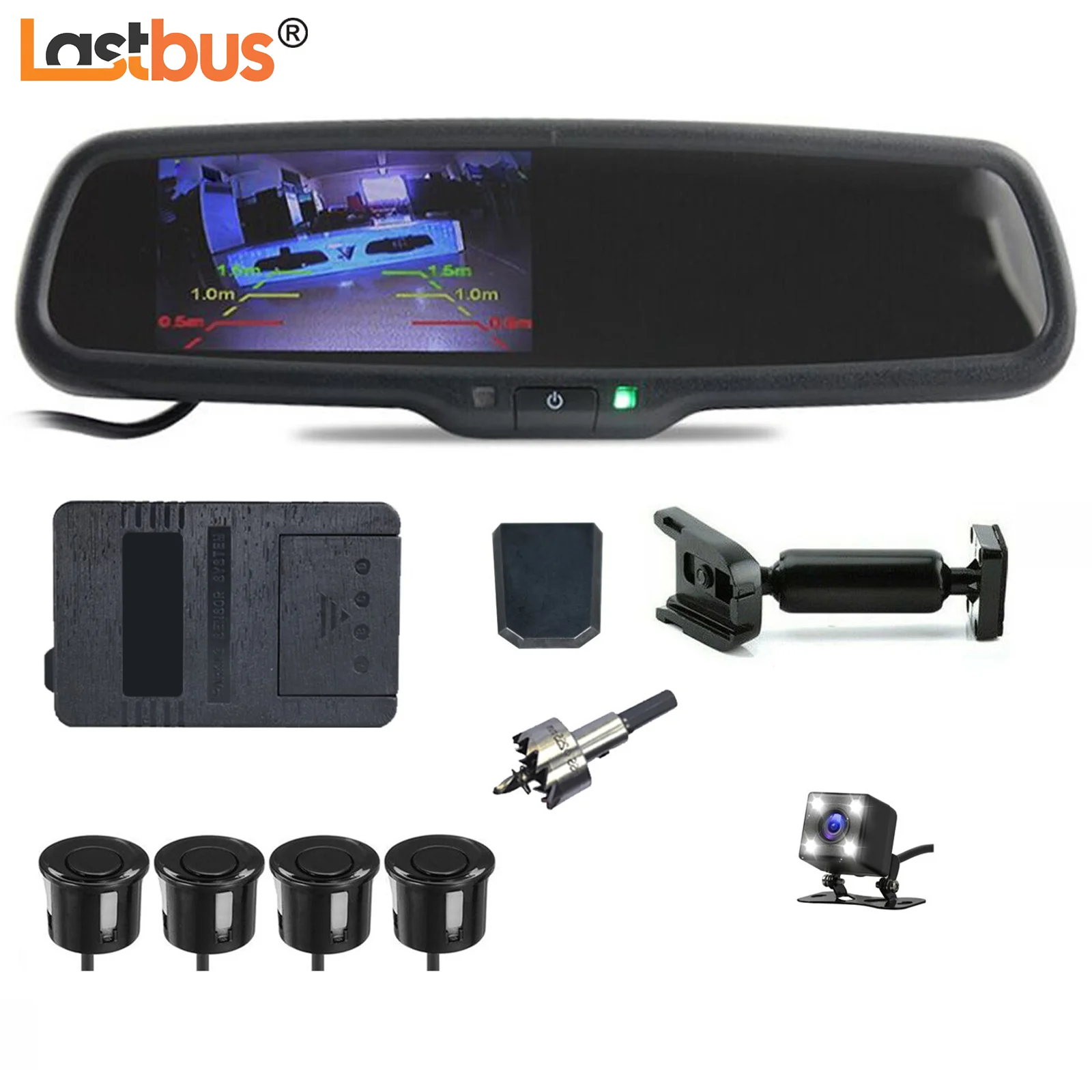 Lastbus Car Rear View 4.3" Mirror Monitor With OEM No1 Bracket + Reversing Backup Camera +4 Parking Radar & Alarm Beeper System
Lastbus Car Rear View 4.3" Mirror Monitor With OEM No1 Bracket + Reversing Backup Camera +4 Parking Radar & Alarm Beeper System