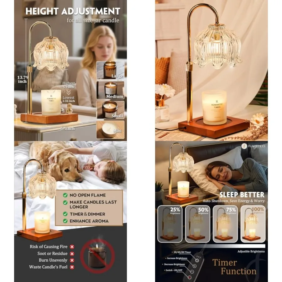Clear Crystal Candle Warmer Lamp with Timer and Dimmer, Candle Warmer Adjustable Height, Mothers Day Birthday Gifts for Women M
Clear Crystal Candle Warmer Lamp with Timer and Dimmer, Candle Warmer Adjustable Height, Mothers Day Birthday Gifts for Women M