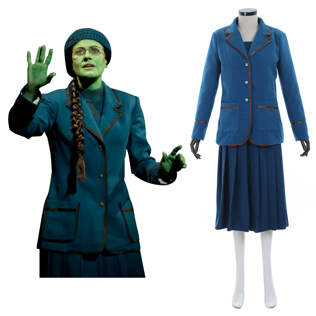 Musical Wicked Elphaba Cosplay Costume Woman's Blue Dress Uniform Halloween Party Stage Cos Outfit
Musical Wicked Elphaba Cosplay Costume Woman's Blue Dress Uniform Halloween Party Stage Cos Outfit
