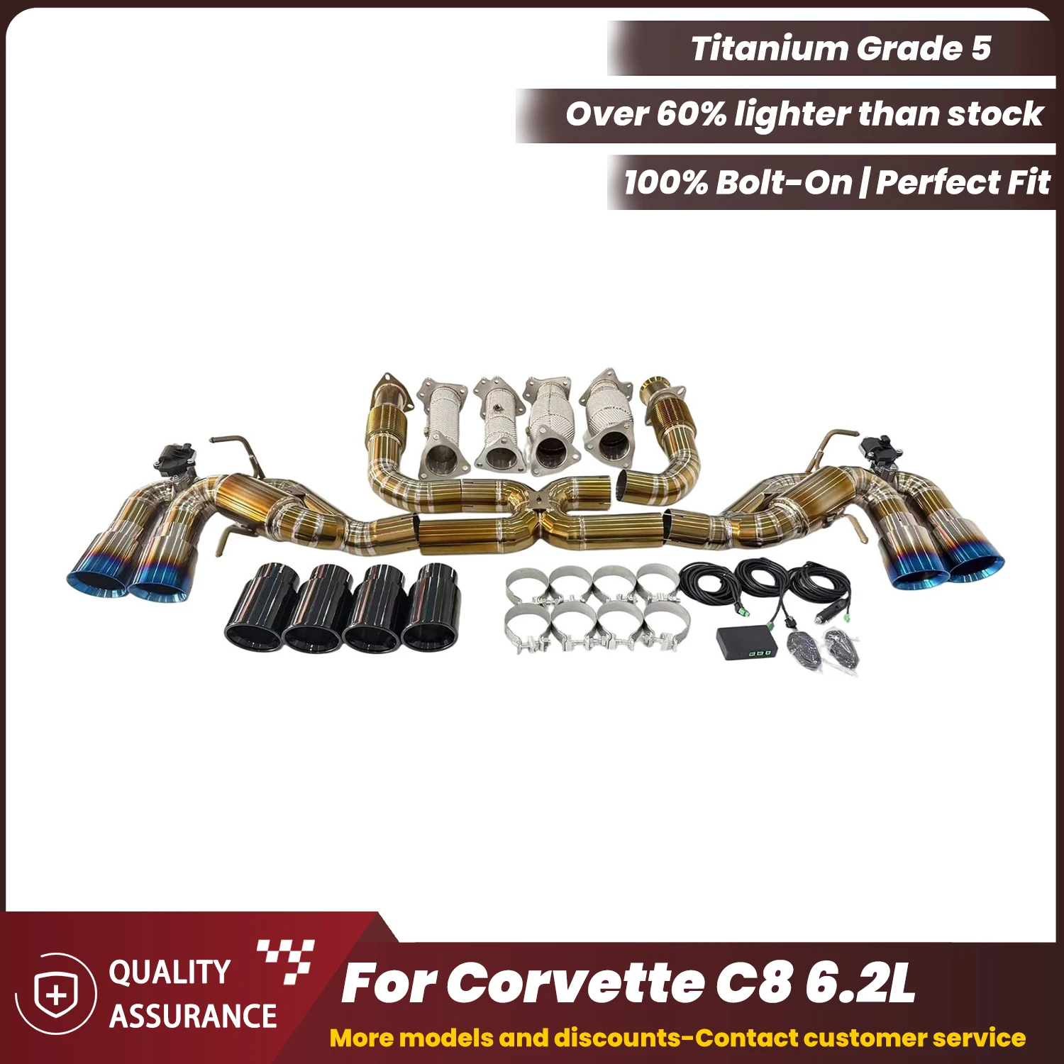 Complete Exhaust System ECCF Titanium Gold Catback & High Flow Stainless Steel Downpipe With Heat Shield For Corvette C8 6.2L
Complete Exhaust System ECCF Titanium Gold Catback & High Flow Stainless Steel Downpipe With Heat Shield For Corvette C8 6.2L