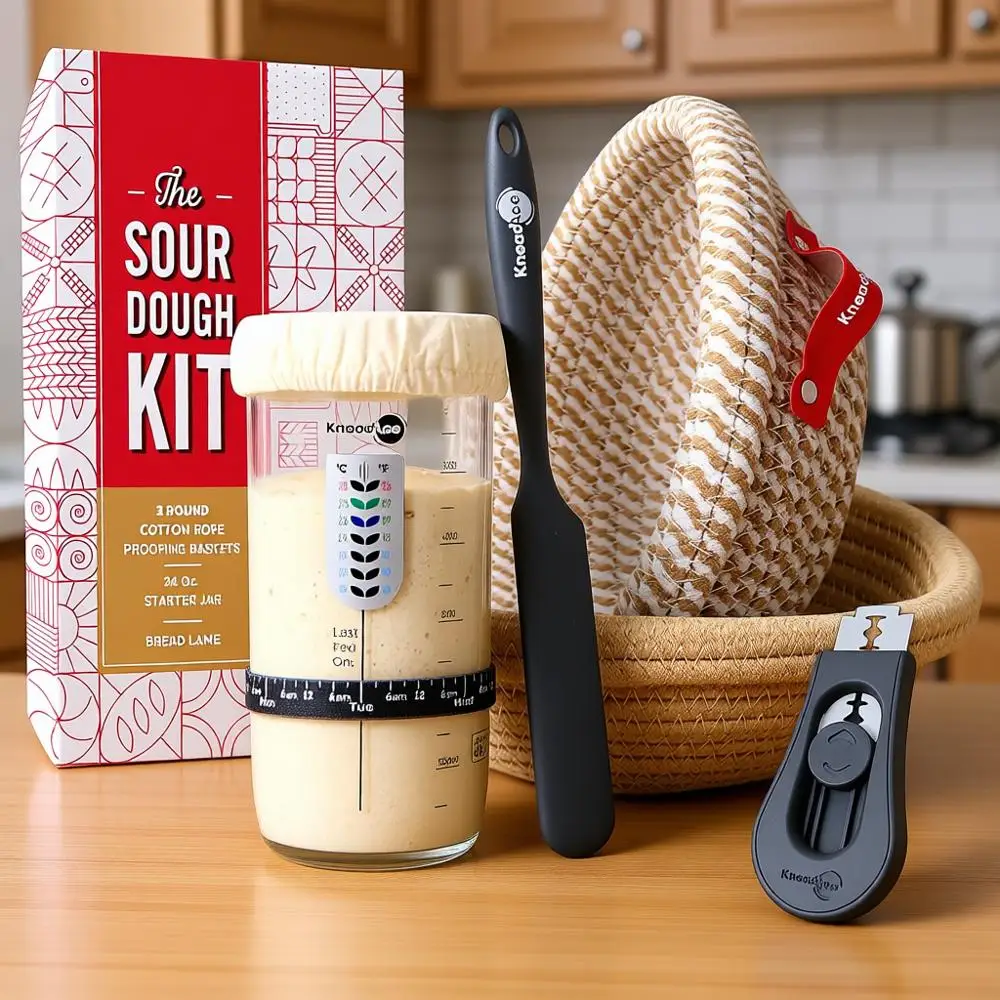 Набор для выпечки хлеба на закваске - банка 24 унции, 2 хлопковые корзины-баннетоны, магнитный нож для хлеба - полный комплект для выпечки хлеба на закваске
Набор для выпечки хлеба на закваске - банка 24 унции, 2 хлопковые корзины-баннетоны, магнитный нож для хлеба - полный комплект для выпечки хлеба на закваске