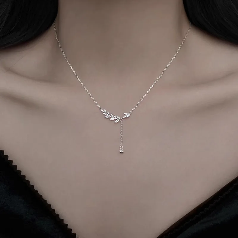 VENTFILLE 925 Sterling Silver Ear Of Wheat Necklace for Women Girl Simple Zircon Temperament Tassel Jewelry Gift Dropshipping
VENTFILLE 925 Sterling Silver Ear Of Wheat Necklace for Women Girl Simple Zircon Temperament Tassel Jewelry Gift Dropshipping
