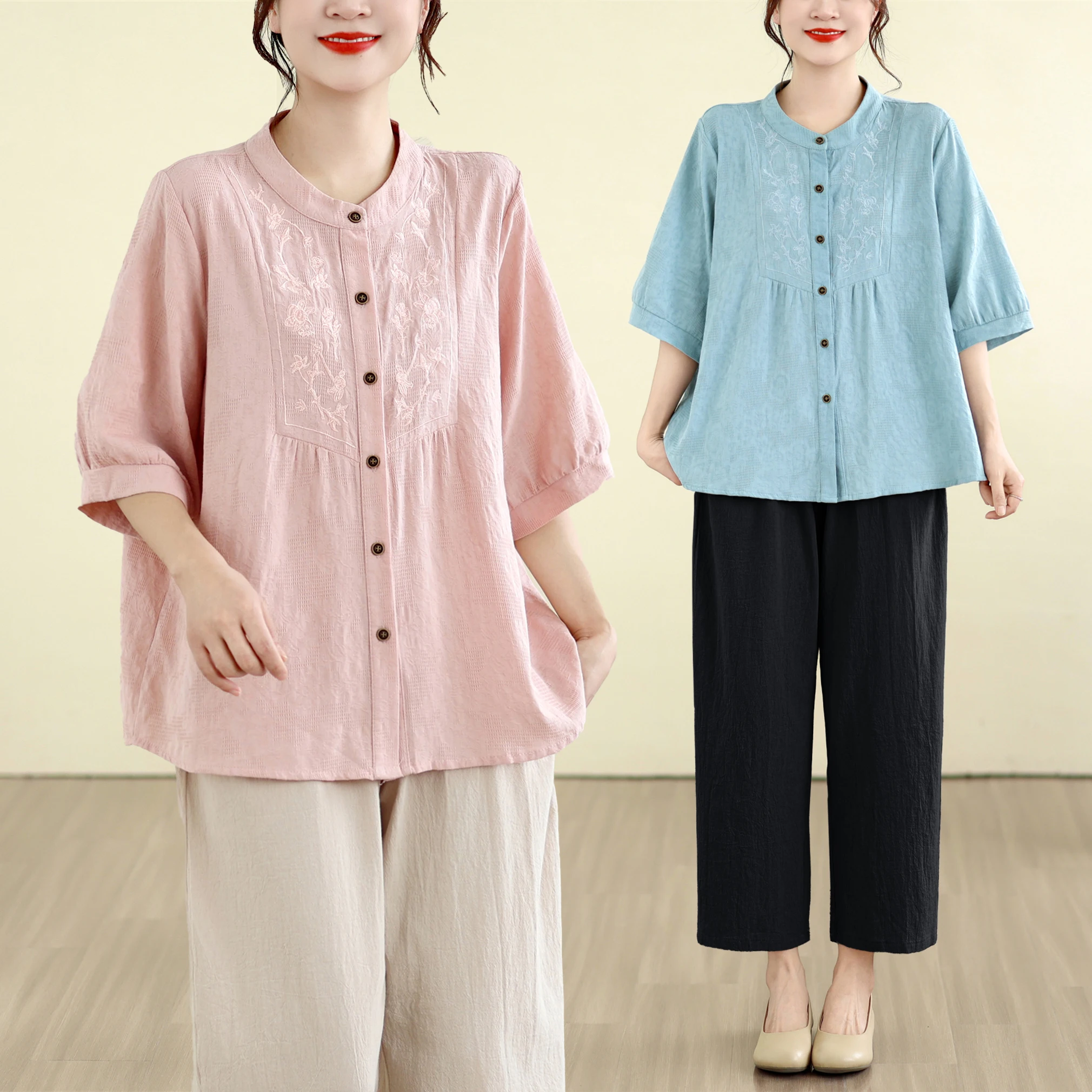 plus Size Cotton Linen Set Casual Short Sleeve Top And Pants Two Piece Suit for Women Summer New Style Commute Artistic Style
plus Size Cotton Linen Set Casual Short Sleeve Top And Pants Two Piece Suit for Women Summer New Style Commute Artistic Style