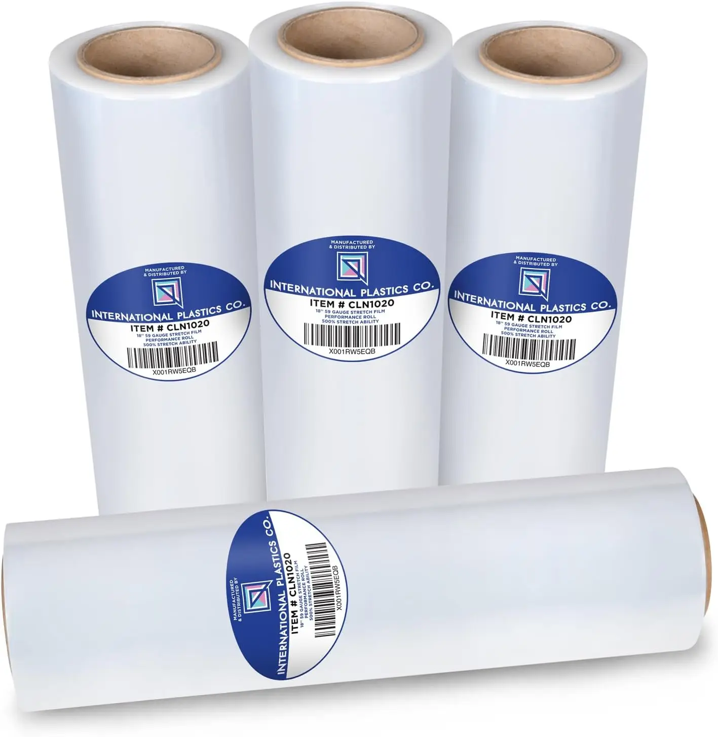 International Plastics Co. 4 Pack of 18" Plastic Stretch Film Wrap 1200 feet Each 500% Stretch Ability
International Plastics Co. 4 Pack of 18" Plastic Stretch Film Wrap 1200 feet Each 500% Stretch Ability