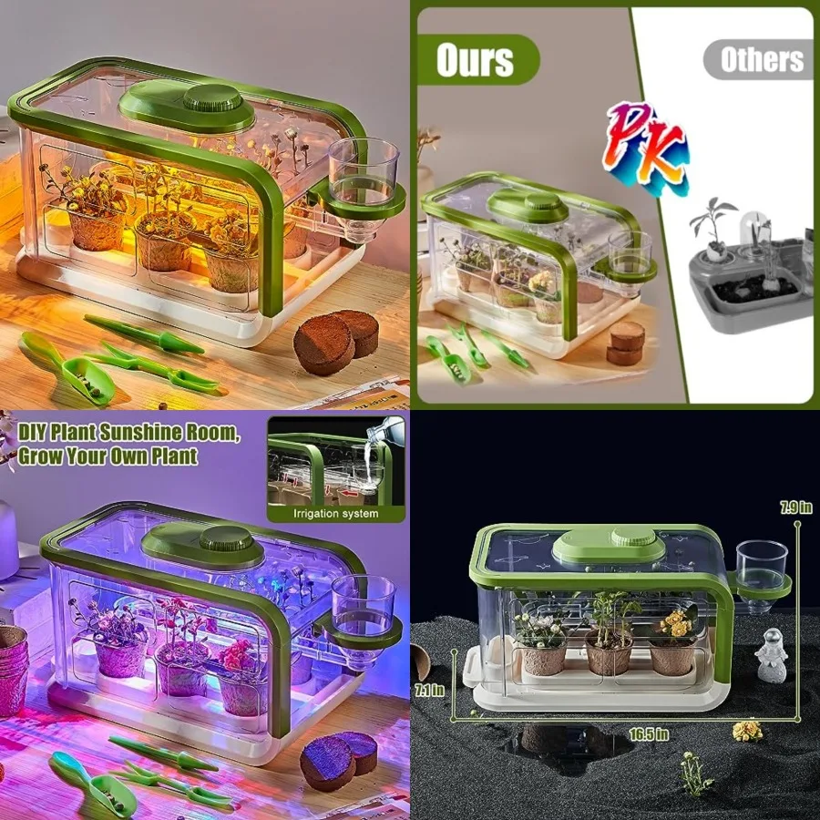 Plant Growing Kit, Gardening Greenhouse Growing Kit with Drip Irrigation and Grow Lights, Science STEM Toys Terrarium Kit for B
Plant Growing Kit, Gardening Greenhouse Growing Kit with Drip Irrigation and Grow Lights, Science STEM Toys Terrarium Kit for B