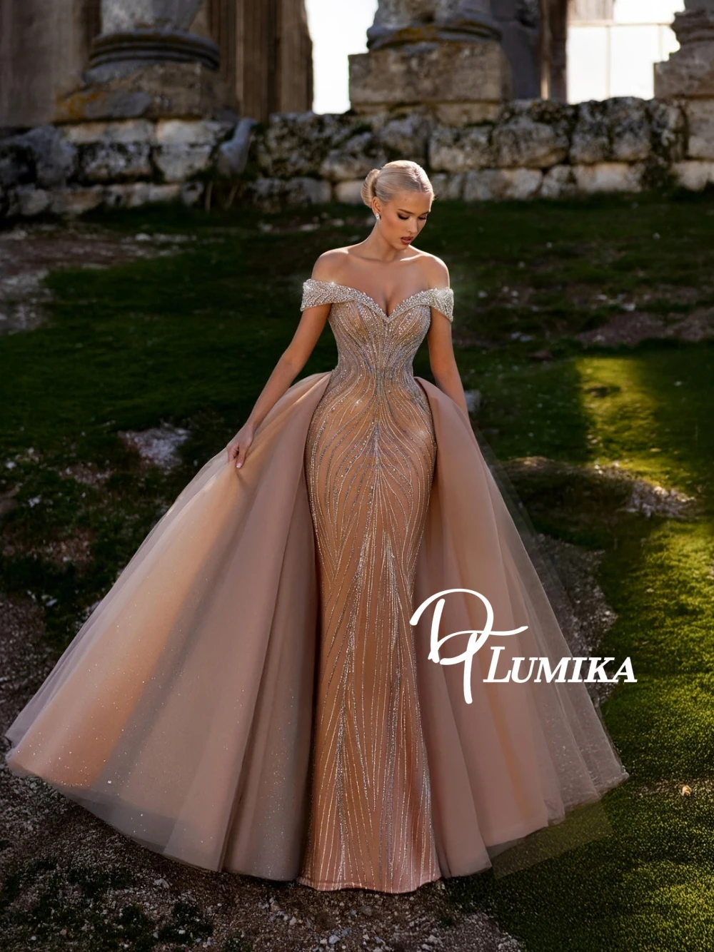 DTLumika Elegant Off Shoulder Evening Dress Glitter Beading Customized Party Wear With Detachable Train Richly Beauty Prom Gown
DTLumika Elegant Off Shoulder Evening Dress Glitter Beading Customized Party Wear With Detachable Train Richly Beauty Prom Gown