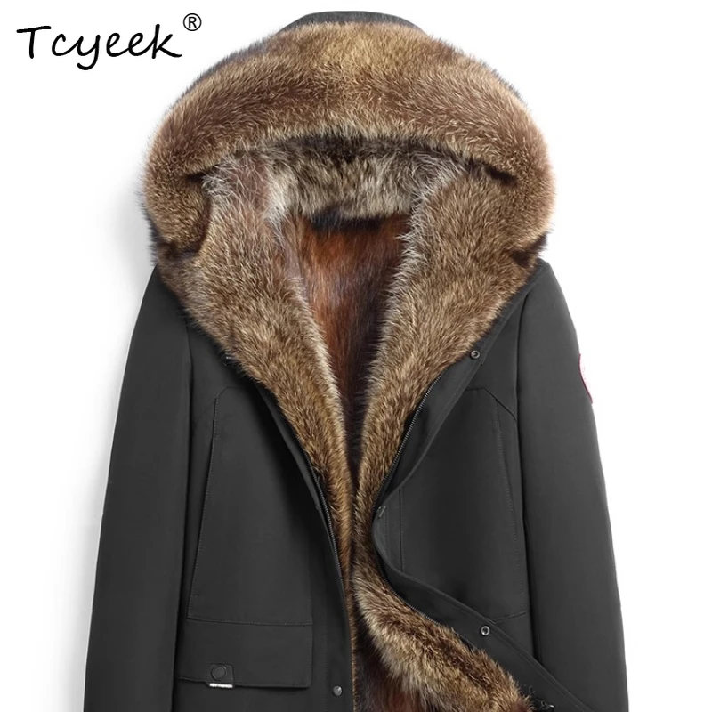 Tcyeek Black Men's Mink Inner Lining Real Fur Integrated Medium Long Hooded American Raccoon Collar Fur Coat Motorcycle Uniform
Tcyeek Black Men's Mink Inner Lining Real Fur Integrated Medium Long Hooded American Raccoon Collar Fur Coat Motorcycle Uniform