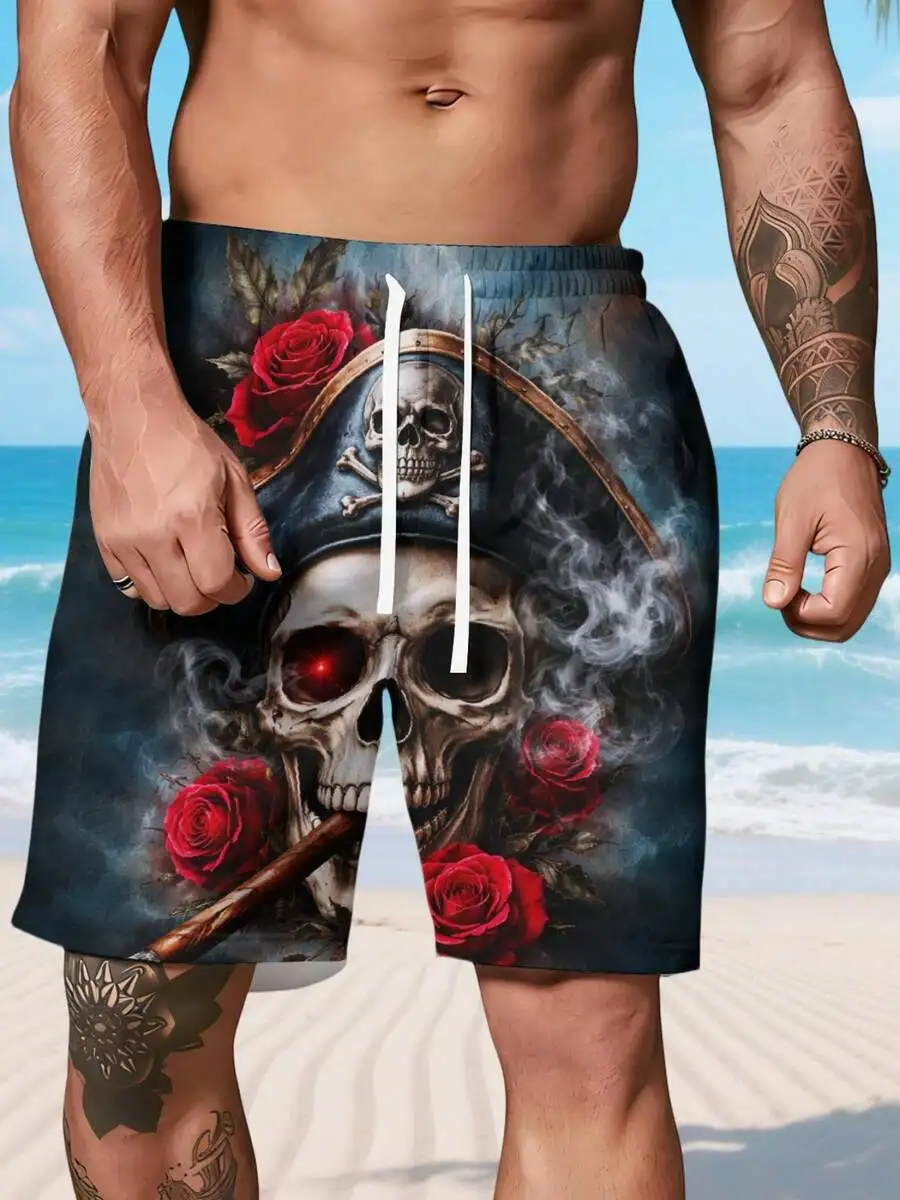 Pirate Skull And Red Roses Print Mens Beach Shorts Casual Summer Lounge Shorts
Pirate Skull And Red Roses Print Mens Beach Shorts Casual Summer Lounge Shorts