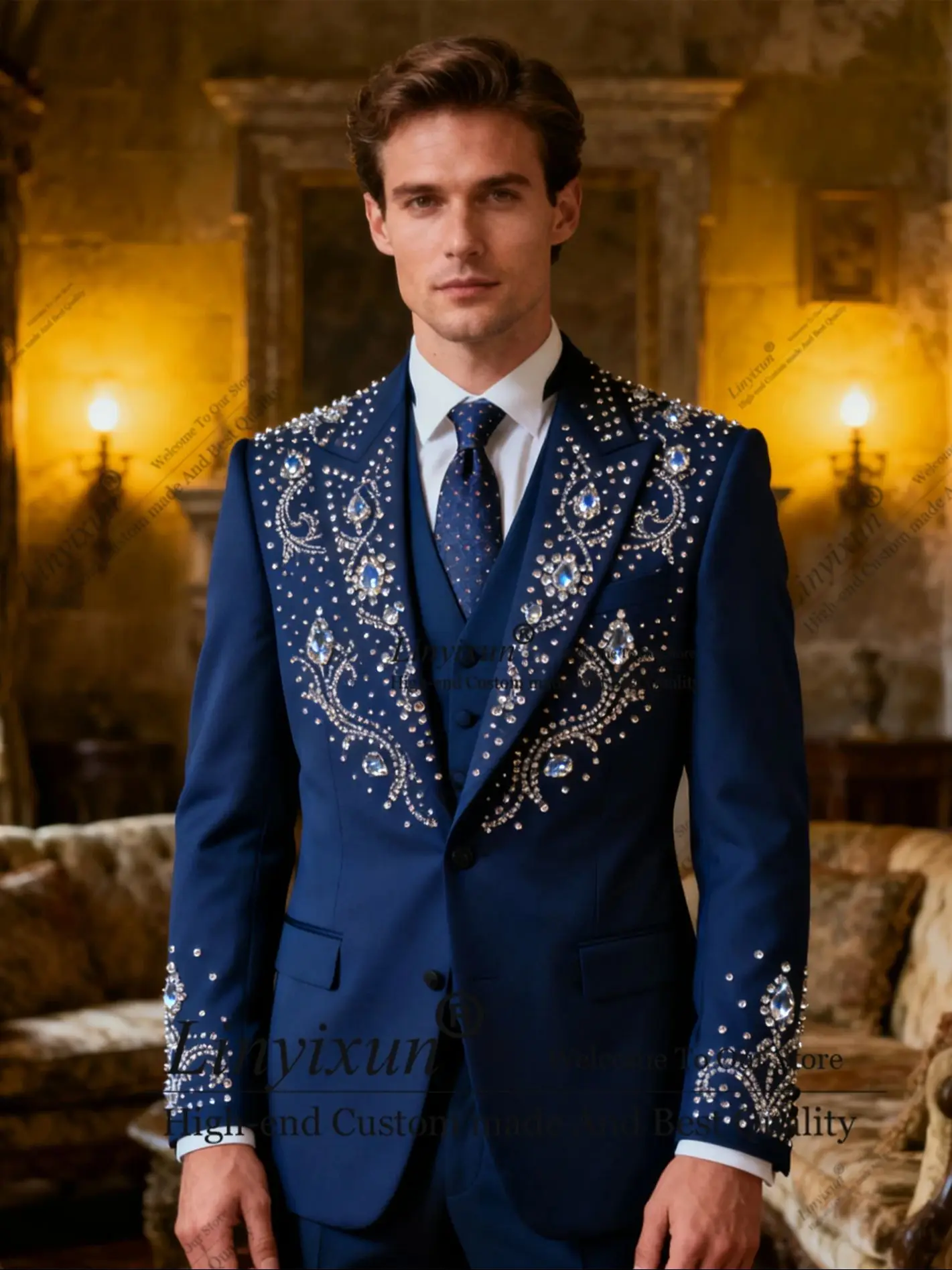 Мужские костюмы со стразами и кристаллами в британском стиле, тонкие формальные свадебные смокинги, комплекты из трех предметов по индивидуальному заказу, мужские пиджаки для жениха, Ropa hombre
Мужские костюмы со стразами и кристаллами в британском стиле, тонкие формальные свадебные смокинги, комплекты из трех предметов по индивидуальному заказу, мужские пиджаки для жениха, Ropa hombre