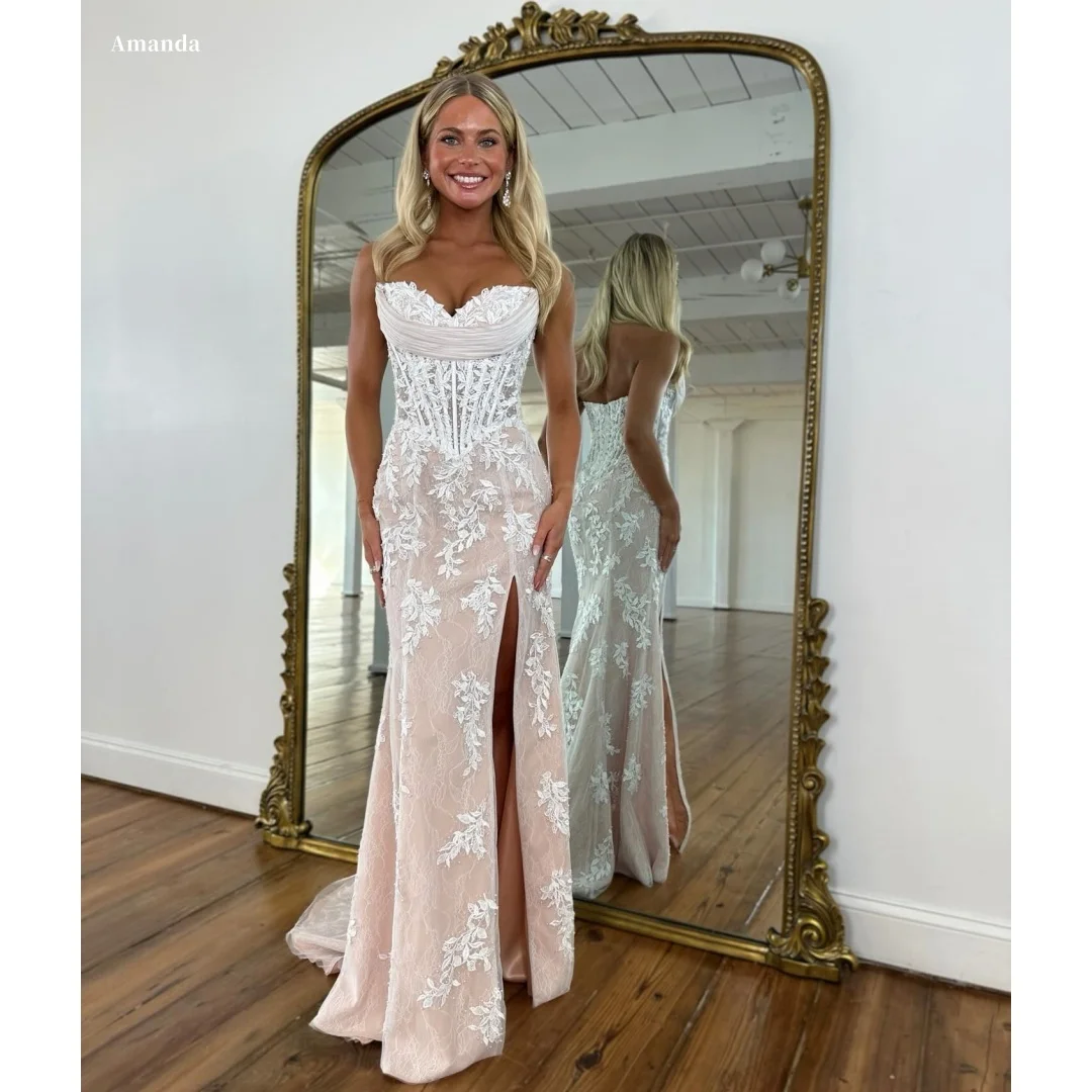Amanda Customized Blush Pink Strapless Prom Dress with White Lace Corset Bodice and High Slit vestidos de noche Formal Evening
Amanda Customized Blush Pink Strapless Prom Dress with White Lace Corset Bodice and High Slit vestidos de noche Formal Evening