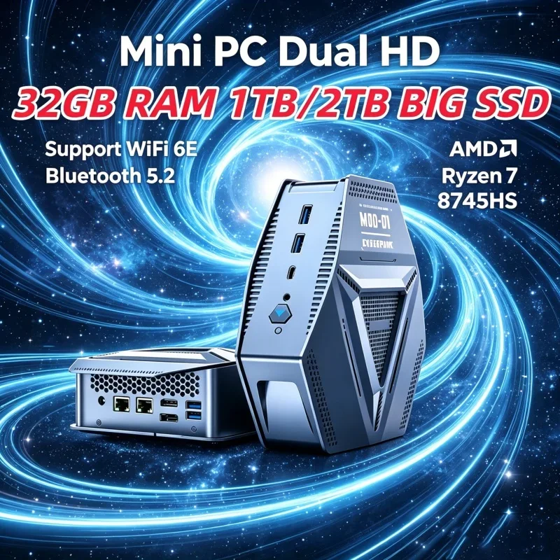 Splendent Gaming Mini PC Intel Core AMD Ryzen 7 8745HS WIFI6 Type-C HD DP 2DDR5 Desktop Office/Home PC 4USB3.2 2*2.5G LAN
Splendent Gaming Mini PC Intel Core AMD Ryzen 7 8745HS WIFI6 Type-C HD DP 2DDR5 Desktop Office/Home PC 4USB3.2 2*2.5G LAN