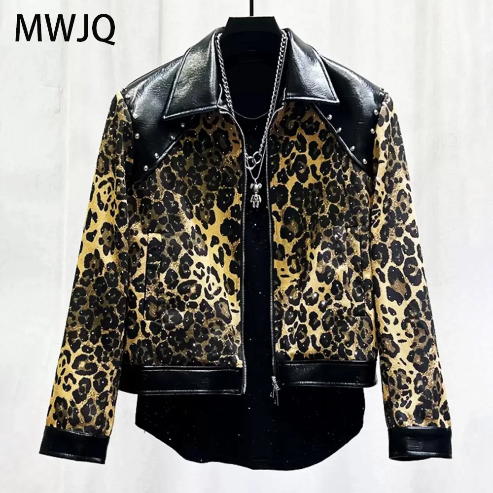 MWJQ Мужская кожаная куртка с леопардовым принтом и лацканами High Street, американские тяжелые заклепки, нишевый дизайн, мужские короткие топы в стиле ретро 010380
MWJQ Мужская кожаная куртка с леопардовым принтом и лацканами High Street, американские тяжелые заклепки, нишевый дизайн, мужские короткие топы в стиле ретро 010380