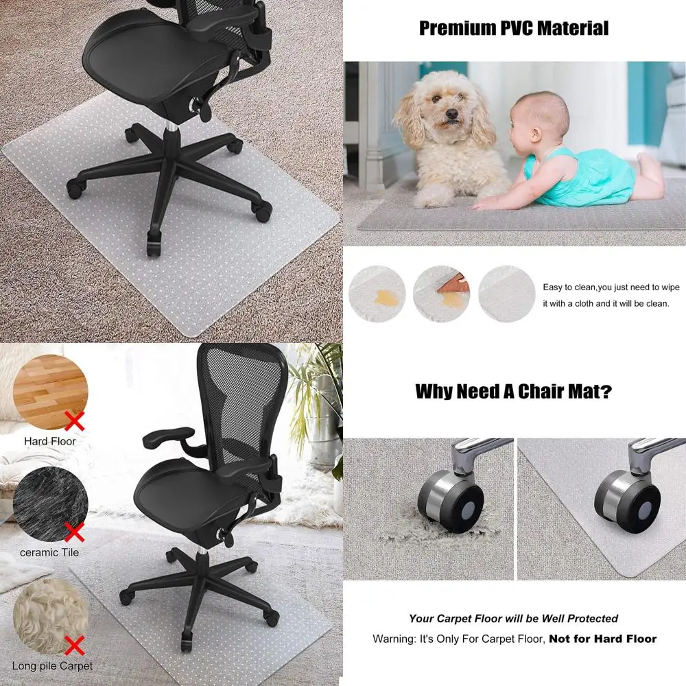 Large Clear Chair Mat for Office and Home, 36 x 48, Easy Glide, Protects Low Pile Carpet Floors
Large Clear Chair Mat for Office and Home, 36 x 48, Easy Glide, Protects Low Pile Carpet Floors