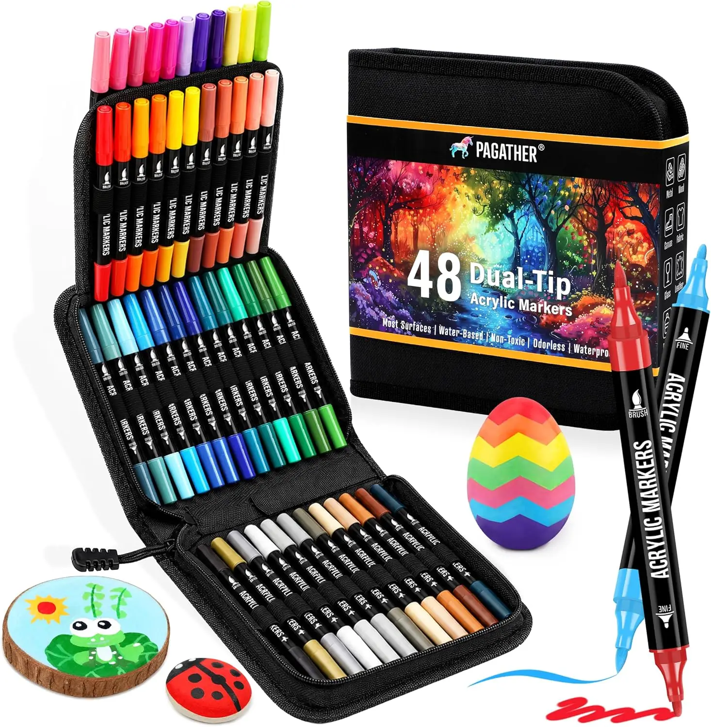 48 Colors Acrylic Paint Markers, Dual Tip Fine and Brush Pens for Rock, Wood, Canvas, Ceramic, Glass, DIY Crafts Art Supplies
48 Colors Acrylic Paint Markers, Dual Tip Fine and Brush Pens for Rock, Wood, Canvas, Ceramic, Glass, DIY Crafts Art Supplies