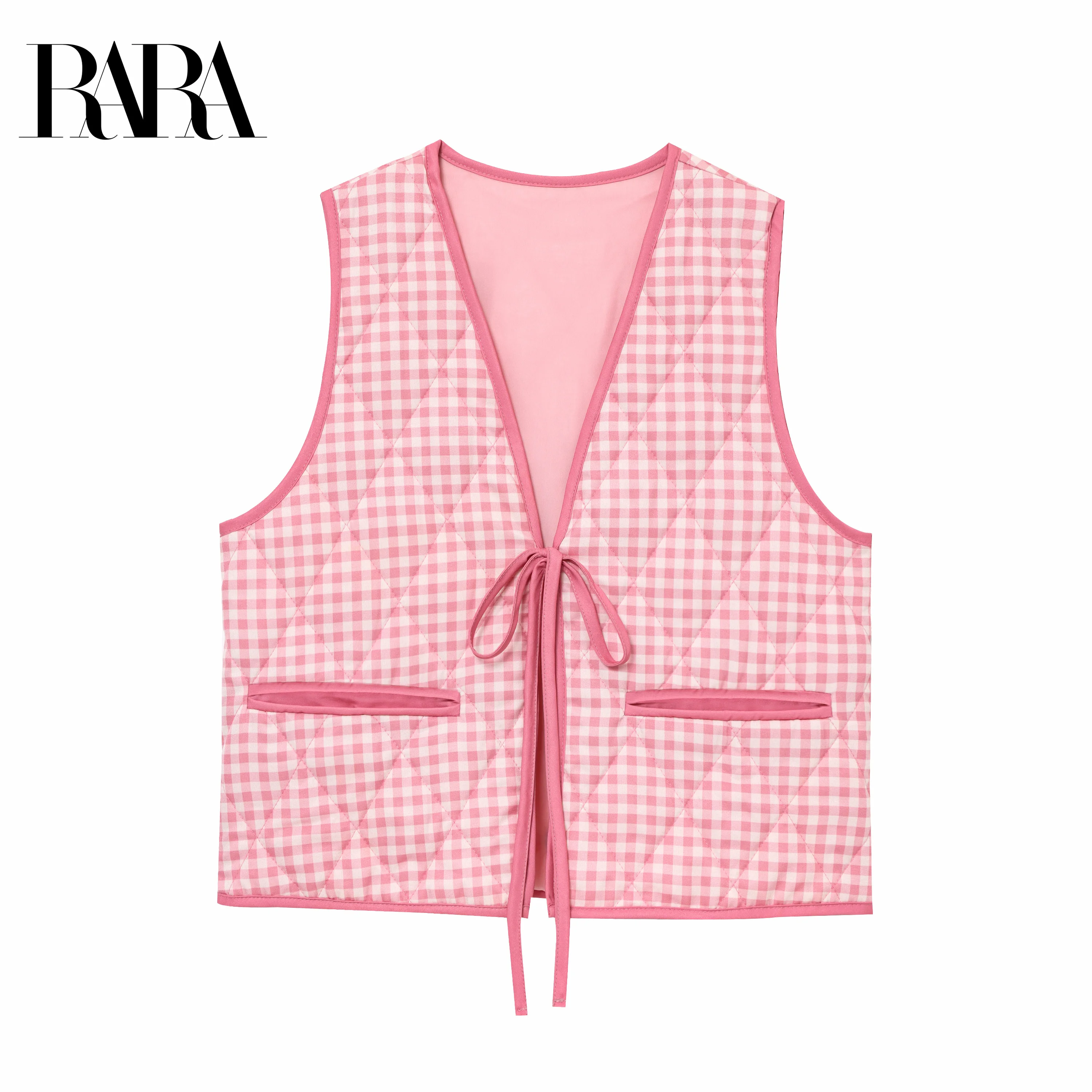 RARA Ladies Checkered Vest with Front Tie - string Design Sweet and Adorable Women's Outerwear
RARA Ladies Checkered Vest with Front Tie - string Design Sweet and Adorable Women's Outerwear