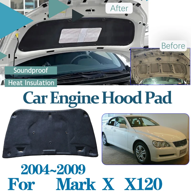 for Toyota Mark X X120 MK1 2004~2009 Car Engine Hood Pad Auto Sound Heat Insulation Cotton Fireproof Interior Car Accessories
for Toyota Mark X X120 MK1 2004~2009 Car Engine Hood Pad Auto Sound Heat Insulation Cotton Fireproof Interior Car Accessories