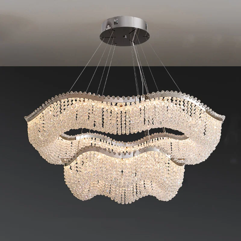 Scandinavian crystal chandelier with stainless steel lustre for living room ceiling room decoration, LED dimmable light
Scandinavian crystal chandelier with stainless steel lustre for living room ceiling room decoration, LED dimmable light