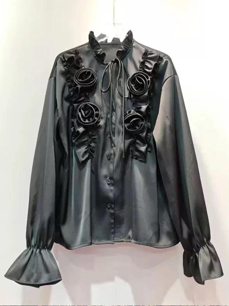 2025 spring new solid color three-dimensional flowers with long sleeve satin loose shirt single-breasted fashion Joker blouse.
2025 spring new solid color three-dimensional flowers with long sleeve satin loose shirt single-breasted fashion Joker blouse.