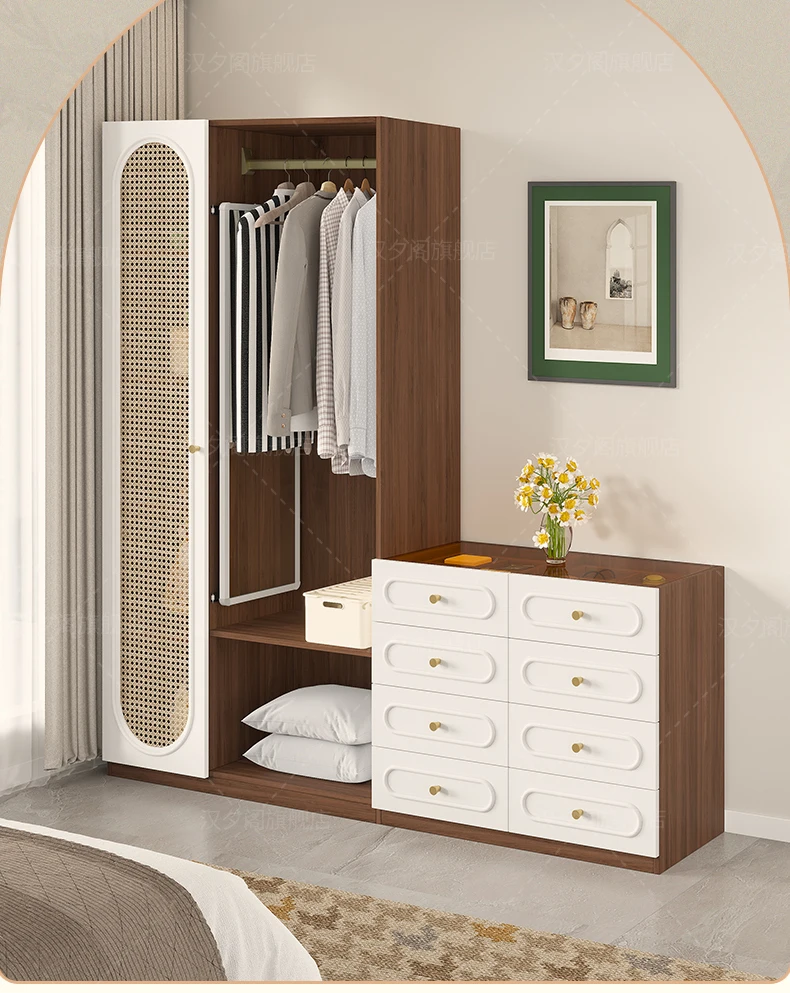 kz-Medieval imitation rattan-colored rattan wardrobe, bedside bucket cabinet, integrated clothes hanging, small apartment, be*
kz-Medieval imitation rattan-colored rattan wardrobe, bedside bucket cabinet, integrated clothes hanging, small apartment, be*