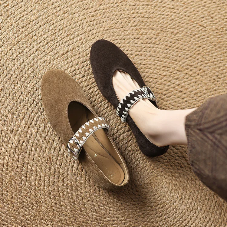 Brown Suede Women Flats Shallow Slip On Autumn Mary Jeans Bohemian Design Weaved Leisure Ballets Lady Work Stilettos Zapatillas
Brown Suede Women Flats Shallow Slip On Autumn Mary Jeans Bohemian Design Weaved Leisure Ballets Lady Work Stilettos Zapatillas